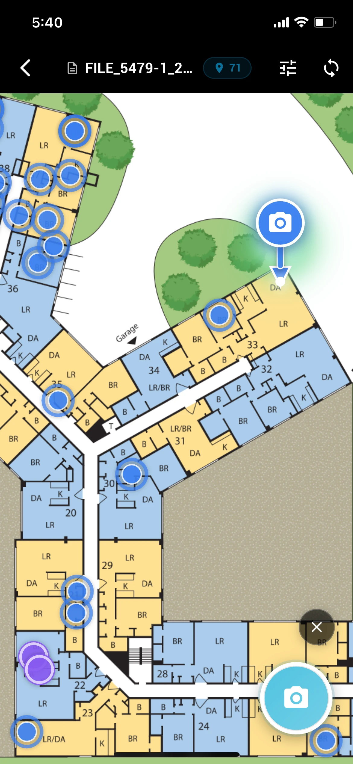 Field real-time sync with floor plan view