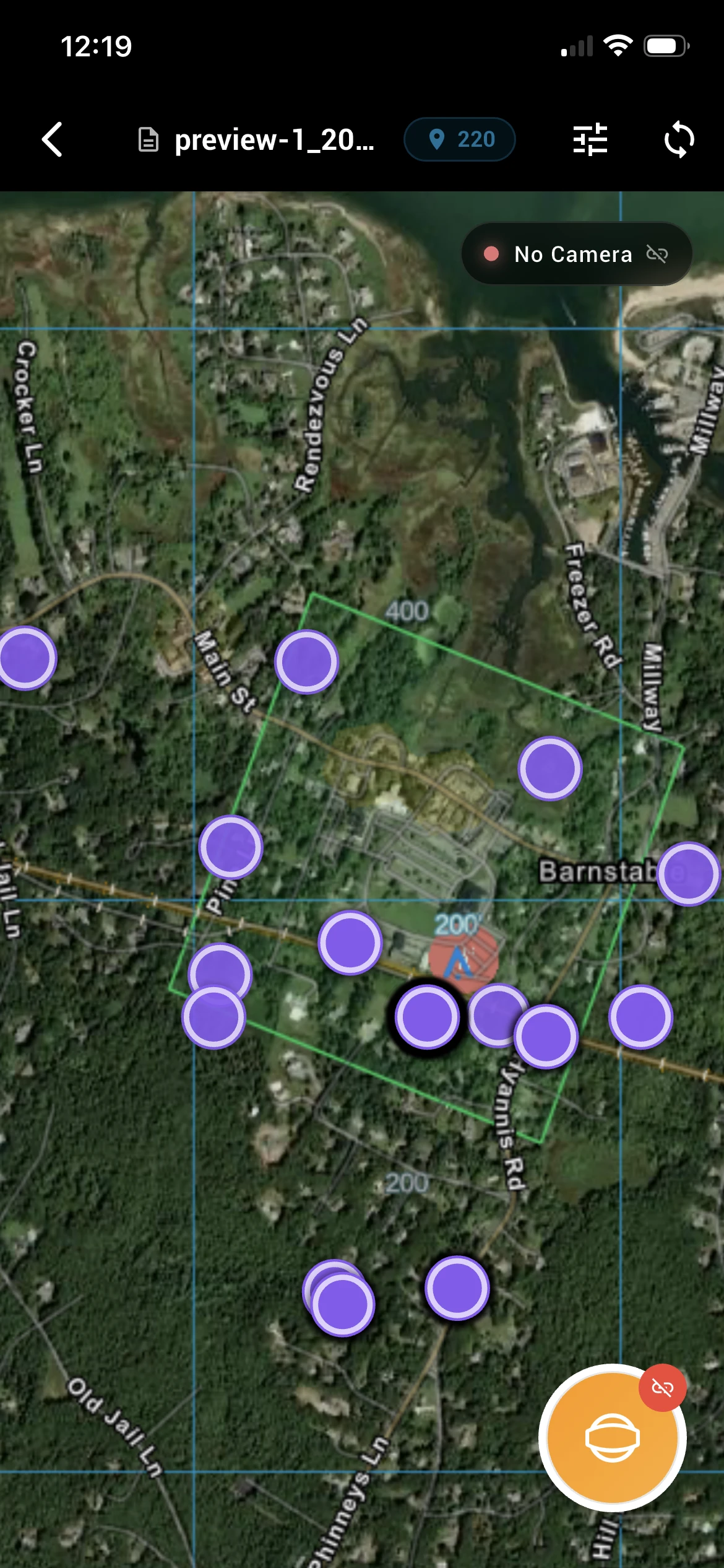 Field offline-ready aerial capture view